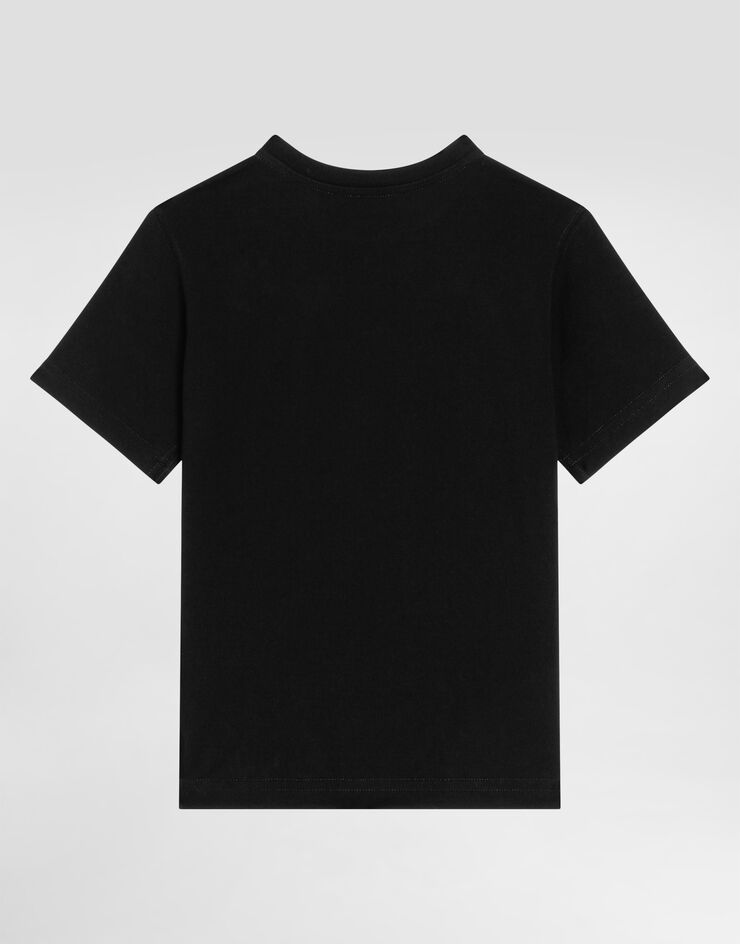 Dolce & Gabbana Short-sleeved jersey t-shirt with Dolce&Gabbana print Dolce & Gabbana Short-sleeved jersey t-shirt with Dolce&Gabbana print Black L4JTHUG7P1Y