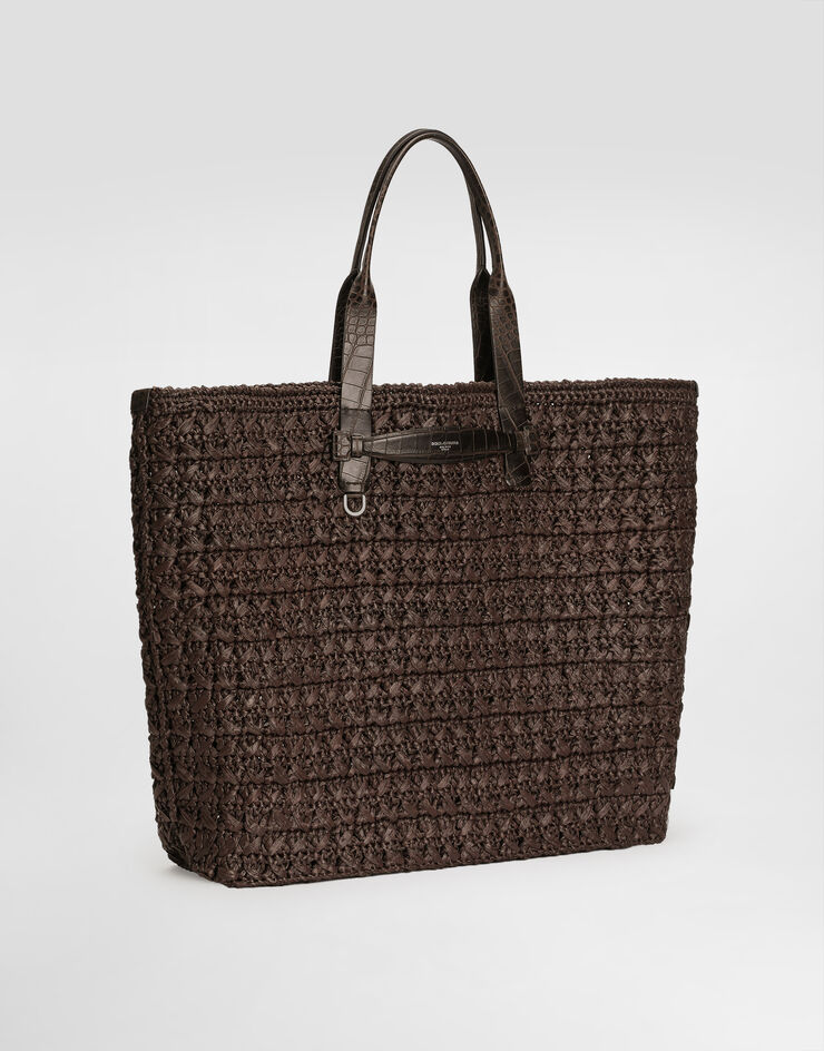Dolce & Gabbana 拉菲草钩编购物袋 Brown BM2453A9N96
