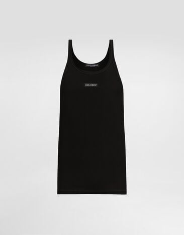 Dolce & Gabbana توب بدون أكمام من قطن بطبعة Black G8PA8TG7P3I