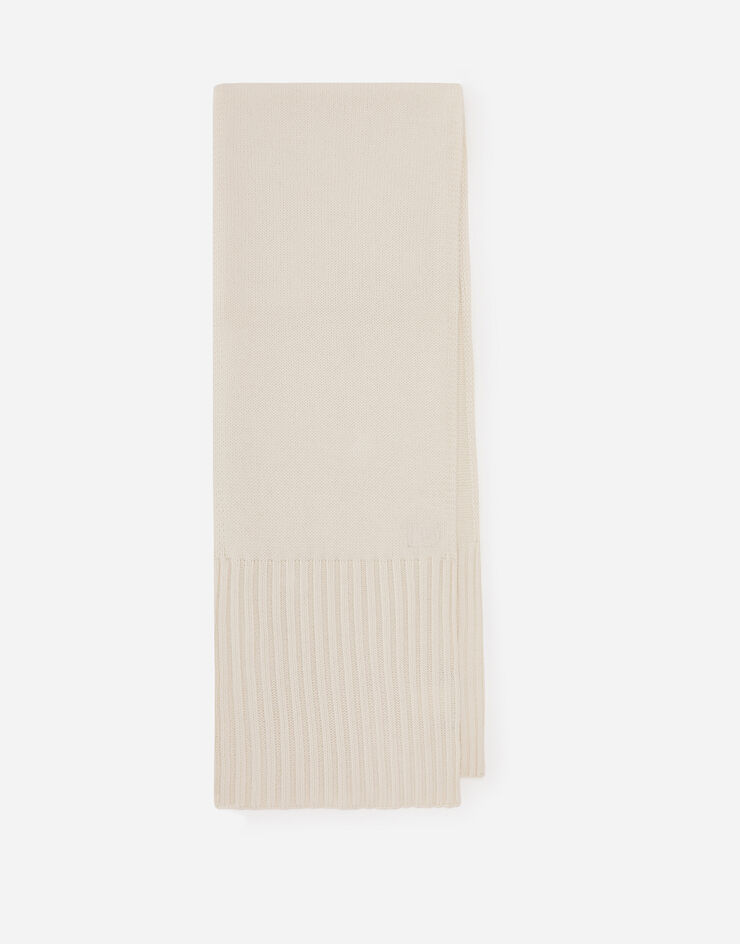 Dolce & Gabbana Bufanda de cachemira con logotipo DG bordado Blanco FXR10ZJAWZ9
