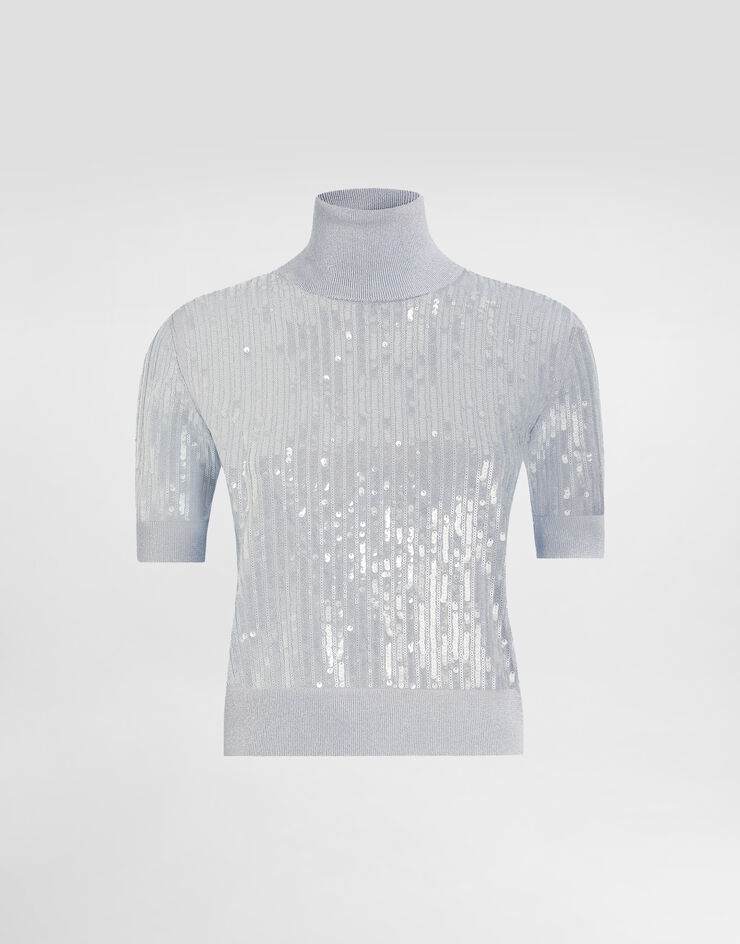 Dolce & Gabbana Paillettenbesetzter Rollkragenpullover Grau FXW40ZJAIQ9