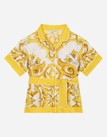 Dolce & Gabbana Twill shirt with yellow majolica print Print L56S24HS5SU