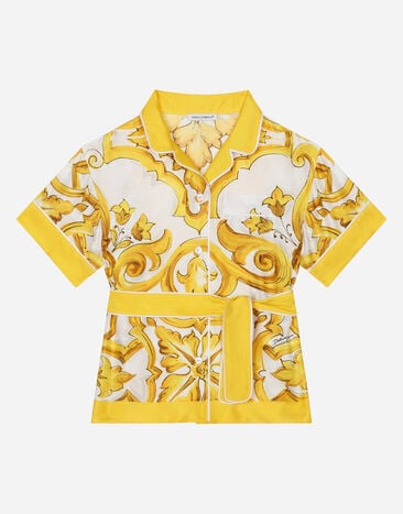 Dolce & Gabbana Camisa de sarga con estampado Maiolica amarillo Imprima LB7A22HI1T5