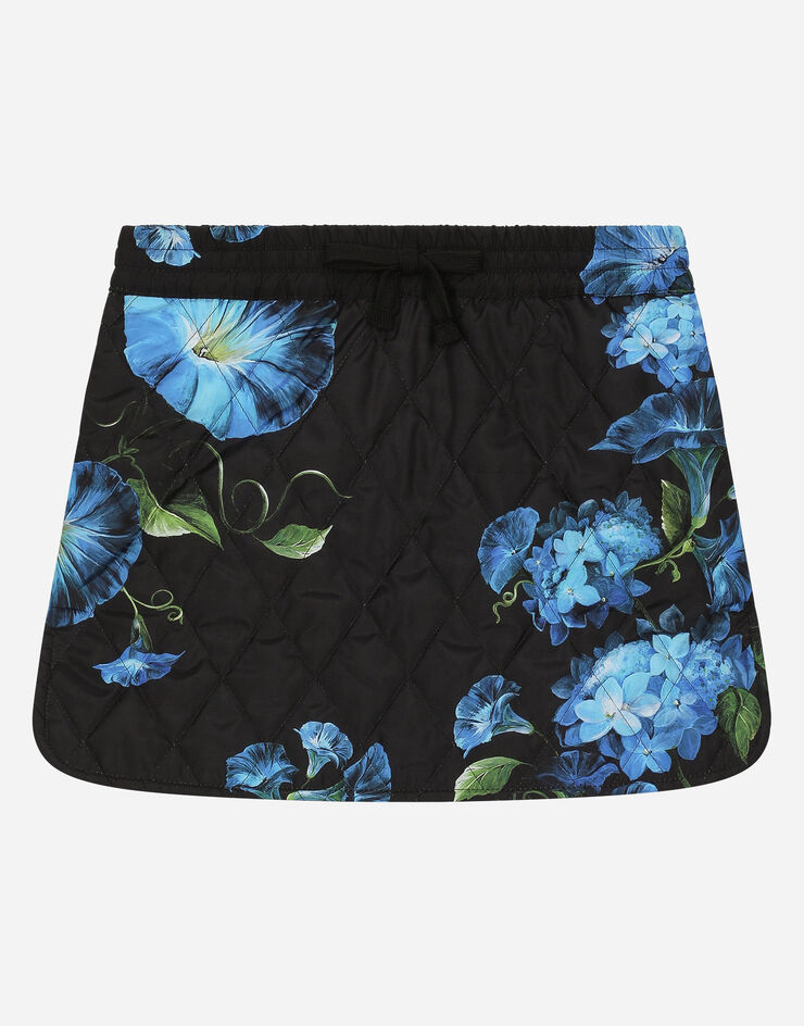 Dolce & Gabbana Short nylon skirt with bluebell print Imprimé L5JIA3ISMGV
