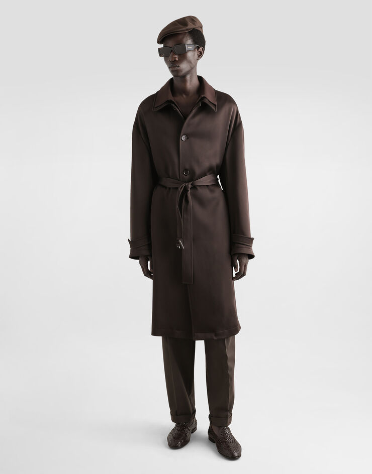 Dolce & Gabbana Pull polo à manches courtes en coton Marron GXZ02TJBCFV