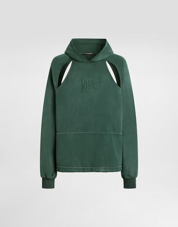 Dolce & Gabbana Treated cotton hoodie Green G9CDBZG7P0U