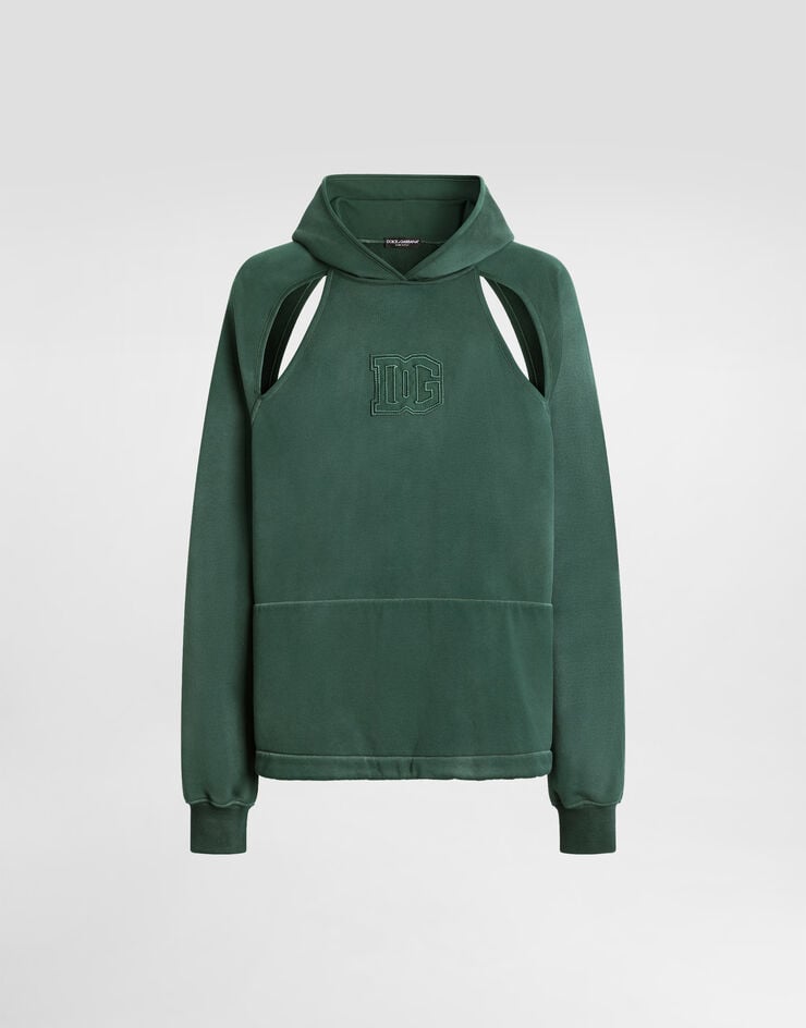 Dolce & Gabbana Treated cotton hoodie Green G9CDBZG7P0U