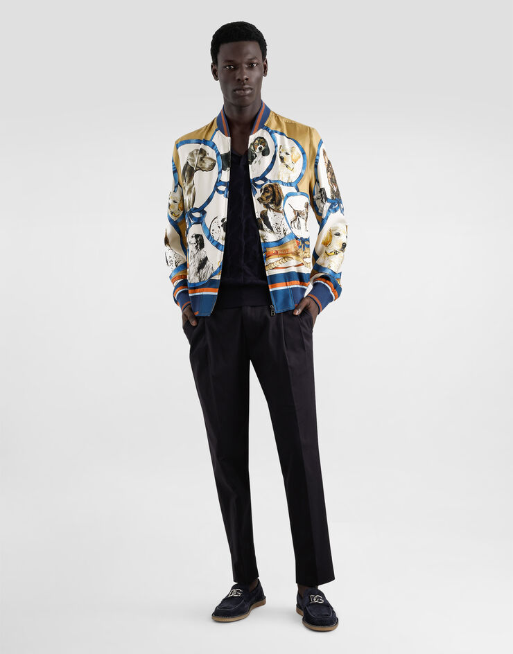 Dolce & Gabbana Silk jacket with dog print Print G9PD5THI1VU