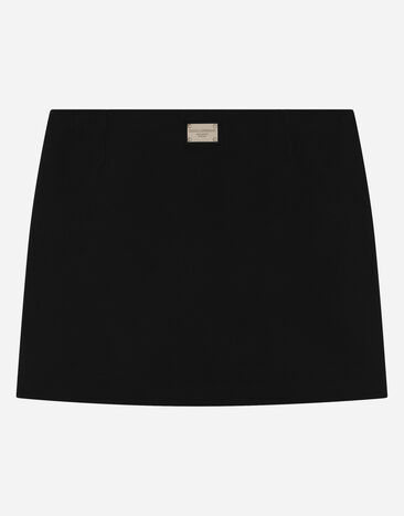 DolceGabbanaSpa Minifalda de viscosa con placa con logotipo Negro L54I79FU8BM