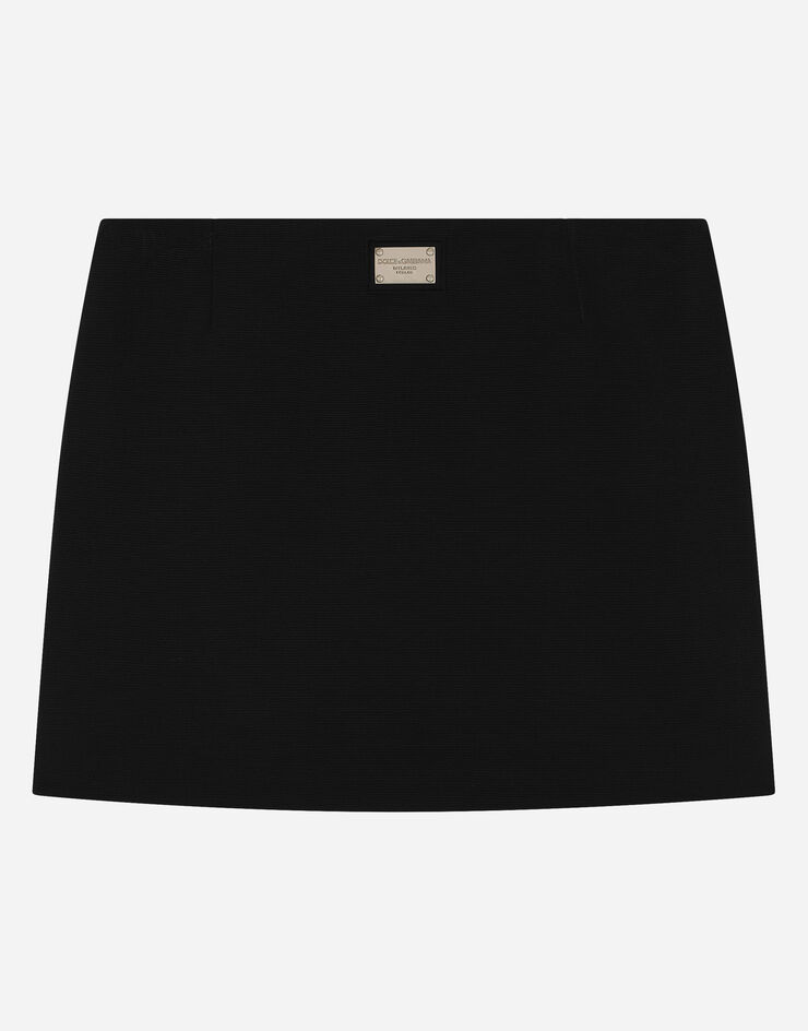 DolceGabbanaSpa 로고 태그 비스코스 미니스커트 블랙 L54I79FU8BM