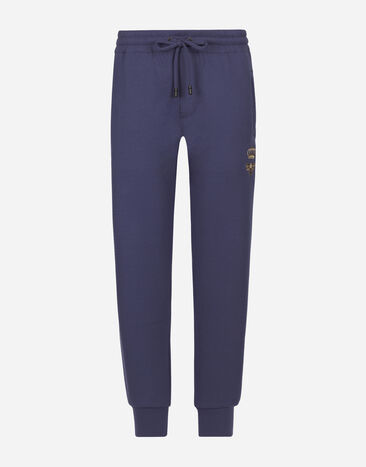 Dolce & Gabbana Pantalon de jogging en jersey à broderie Bleu GVF7AZHU7H9
