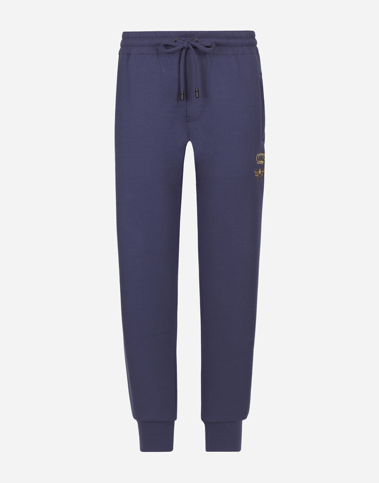 Dolce & Gabbana Pantalon de jogging en jersey à broderie Bleu GVF7AZHU7H9