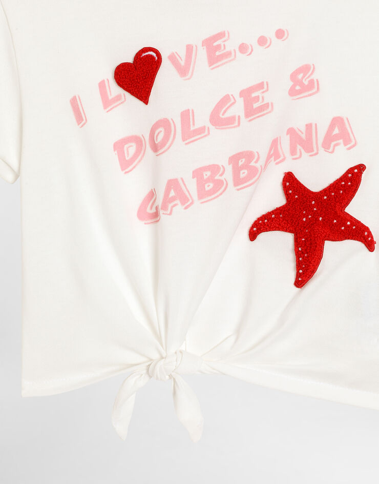 Dolce & Gabbana Jersey t-shirt with print and terry patch Dolce & Gabbana Jersey t-shirt with print and terry patch White L5JTQFG7PWF
