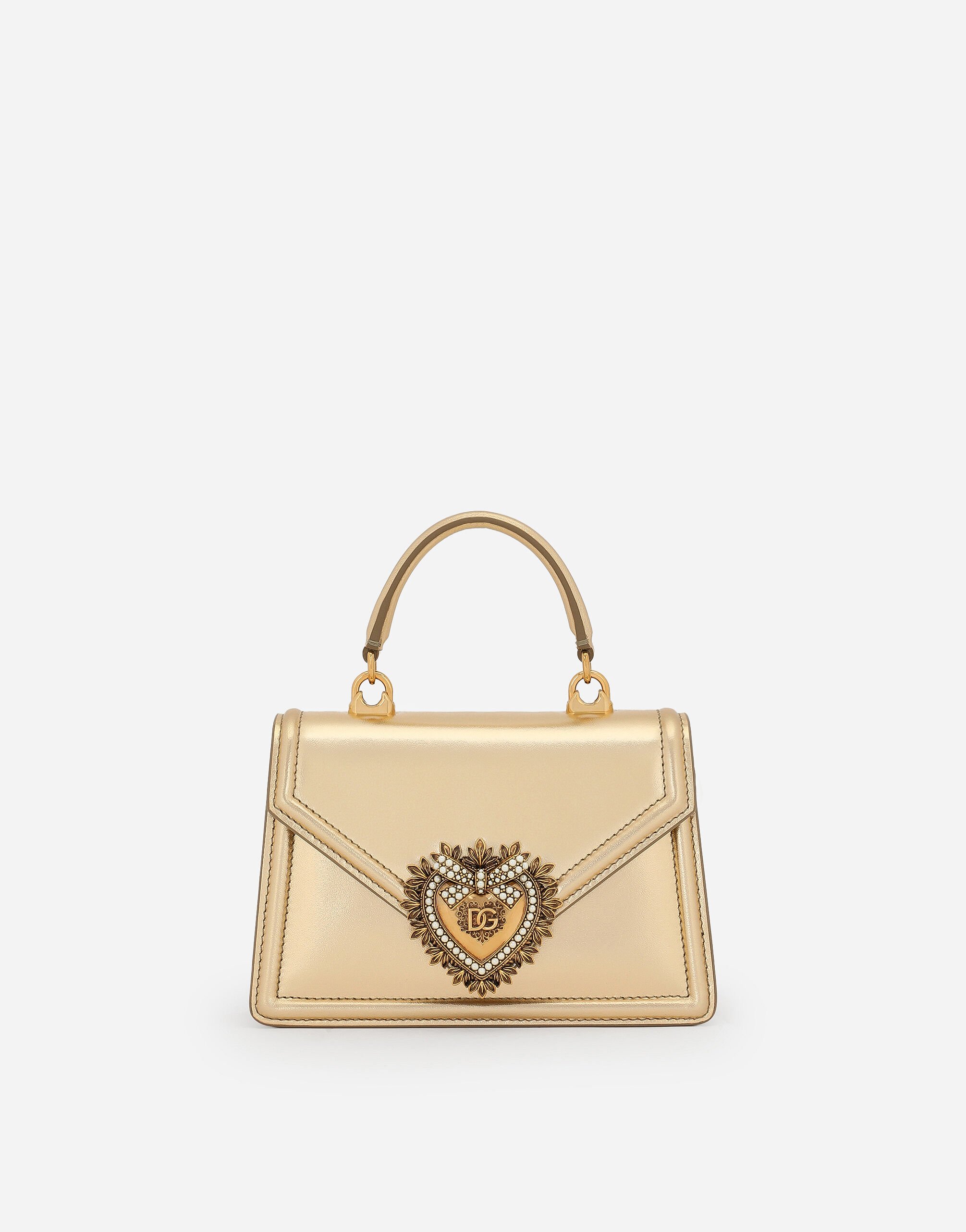 Dolce & Gabbana Small Devotion bag in nappa mordore leather Gold BB6711A1016