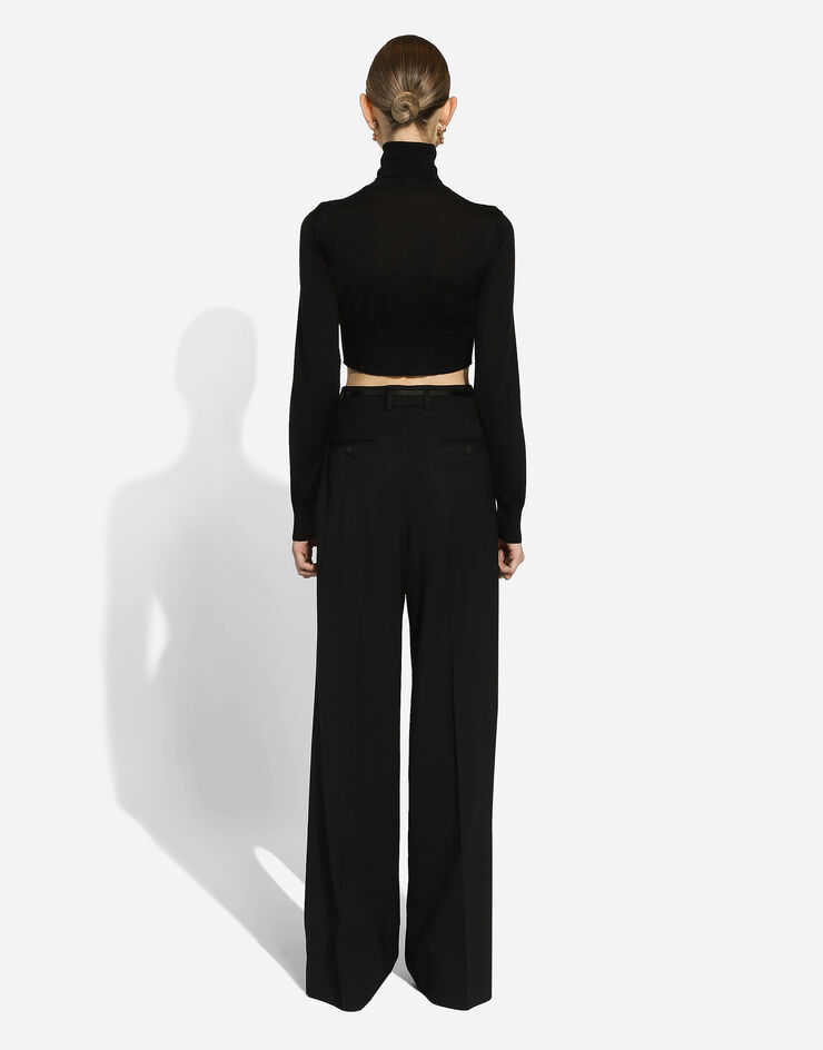 Dolce & Gabbana Palazzohose aus Twill Schwarz FTCP1TFUBGC