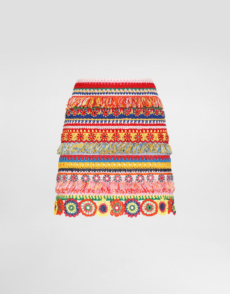 Dolce & Gabbana Short cotton skirt with embroidery Multicolor FXO47ZJGMHX