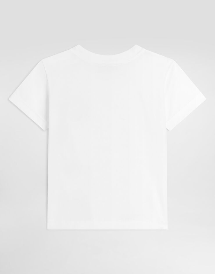 Dolce & Gabbana T-Shirt aus Jersey mit Patch Weiss L1JT7WG7QK3