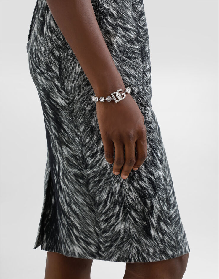 Dolce & Gabbana Vestido midi de algodón jacquard estampado piel de animal Gris F6TMQTFSRQL