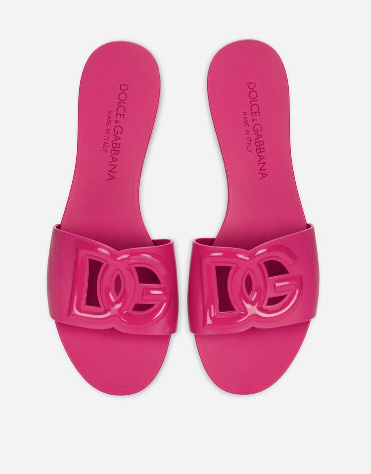 Dolce & Gabbana 고무 비치 슬라이더 샌들 푸시아 핑크 CW2215AN994