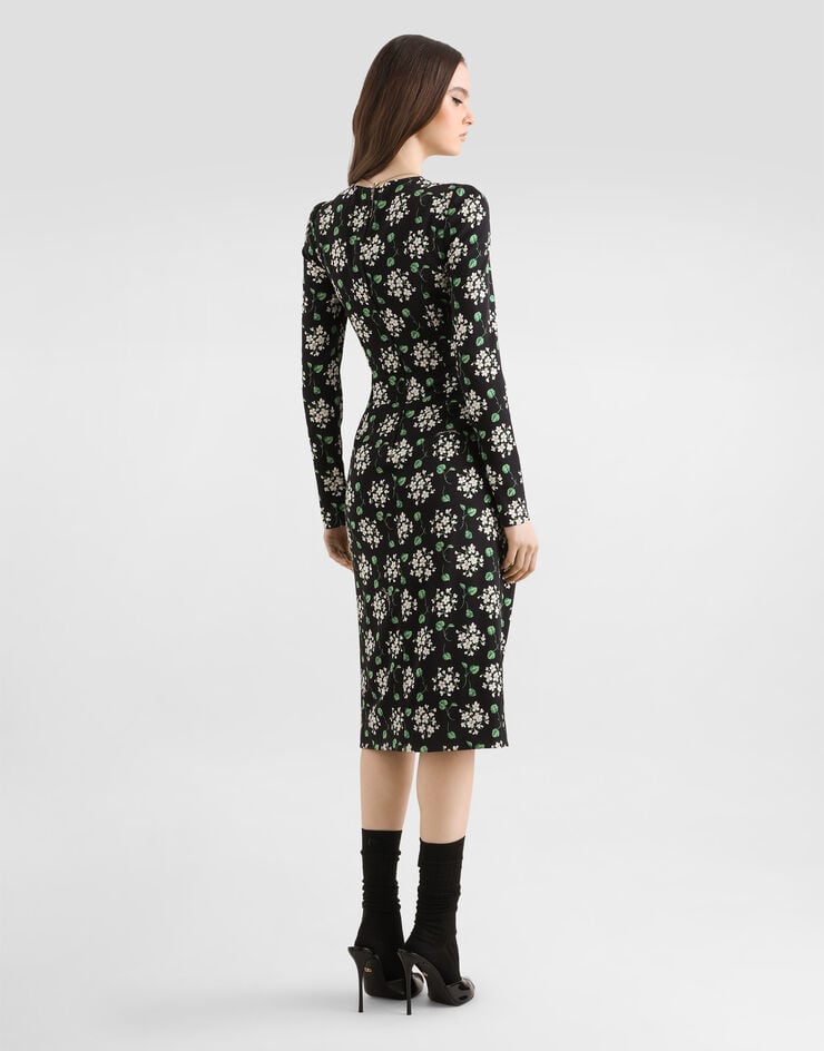 Dolce & Gabbana Geranium bouquets-print charmeuse dress Dolce & Gabbana Geranium bouquets-print charmeuse dress Multicolor F664HTFSA85