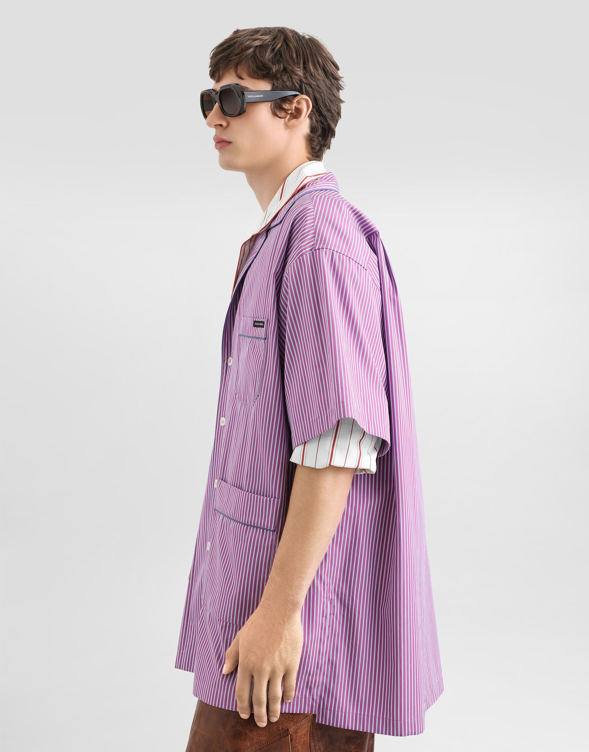 Hawaii striped poplin shirt in Multicolor for Men | Dolce&Gabbana®