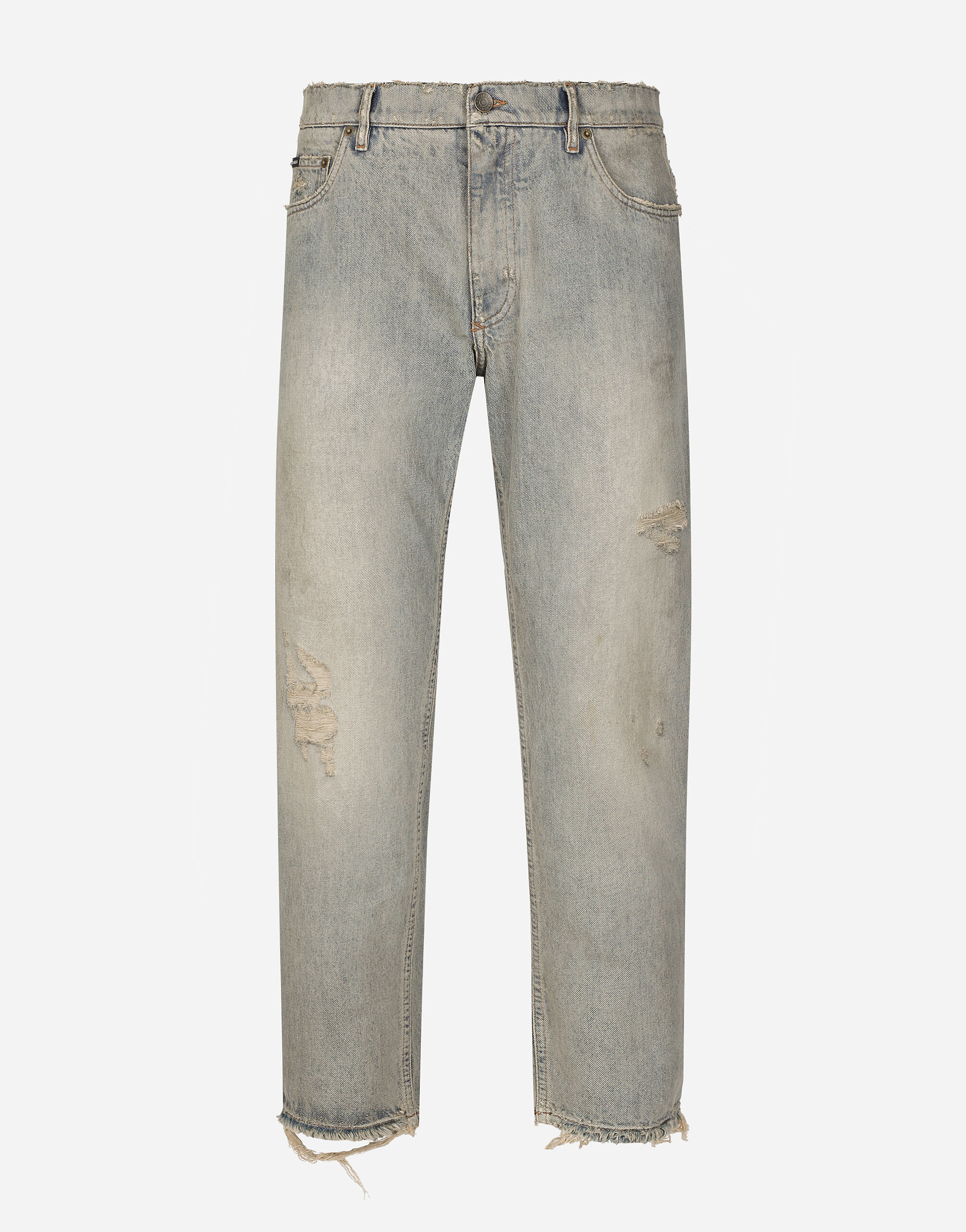 Loose denim jeans with abrasions in Multicolor for Men Dolce Gabbana
