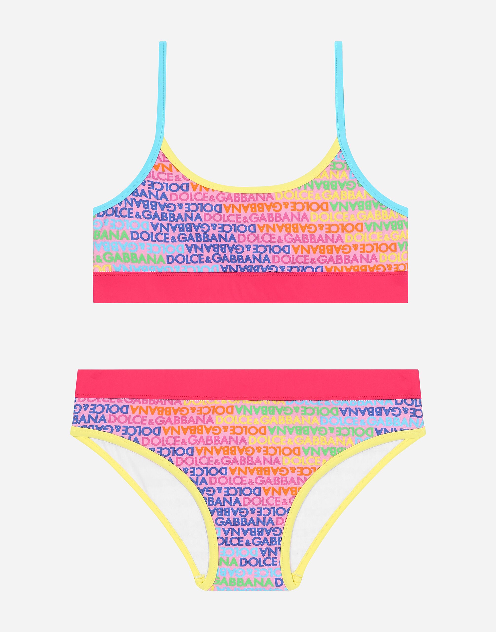DolceGabbanaSpa Spandex 2-piece swimsuit with all-over logo print Multicolor L52F69LDB53