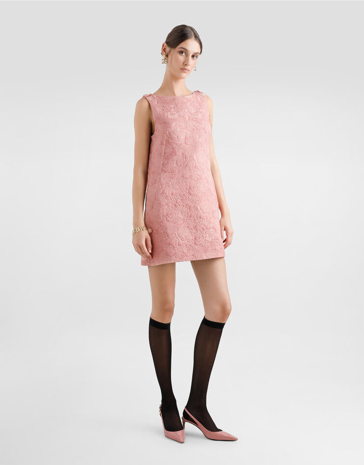 Dolce & Gabbana Short floral quilted jacquard sack dress Pink F6TMLTHJMQK