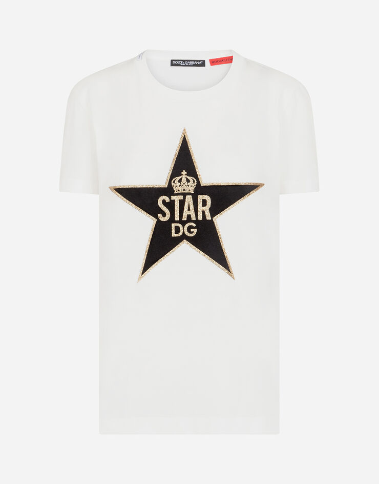 Dolce & Gabbana MILLENNIALS STAR PRINT JERSEY T-SHIRT WHITE F8L90ZG7VDT