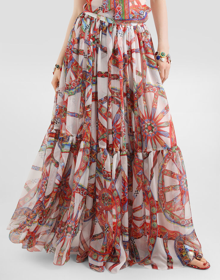 Dolce & Gabbana Carretto-print long chiffon skirt Multicolor F4DDRTIS13V