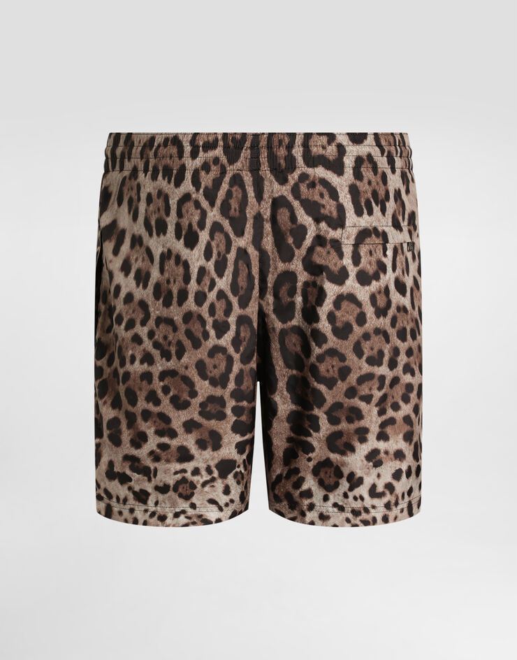 Dolce & Gabbana Mid-length swim trunks with leopard print Animal Print M4E47TONO07