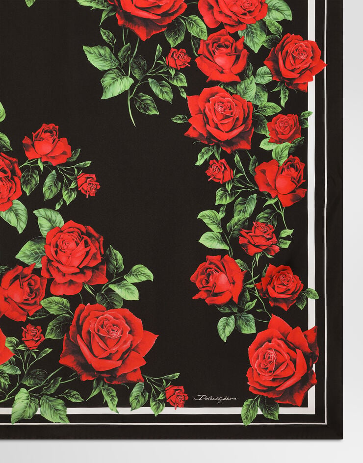 Dolce & Gabbana 90x90 rose-print silk twill scarf Dolce & Gabbana 90x90 rose-print silk twill scarf Print FN090RGDDW3