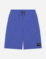 Dolce & Gabbana Jersey shorts with logo tag Blue L4JB6IG7K8O