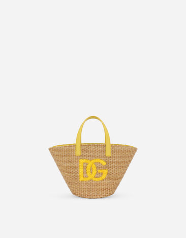 Dolce & Gabbana Straw basket with DG logo Yellow EB0252A7131