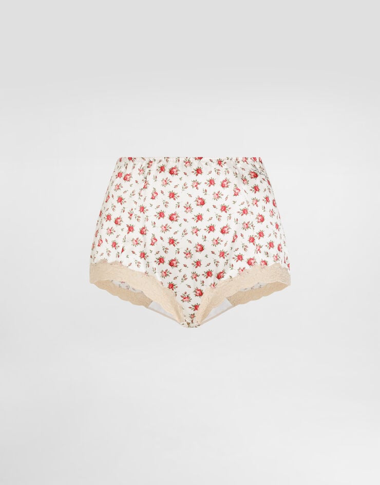 Dolce & Gabbana Small rose-print lace and satin briefs Multicolor O2E02TON0E3