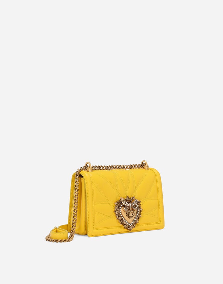 Dolce & Gabbana Mittelgroße Tasche Devotion aus Matelassé-Nappaleder Gelb BB7158AW437