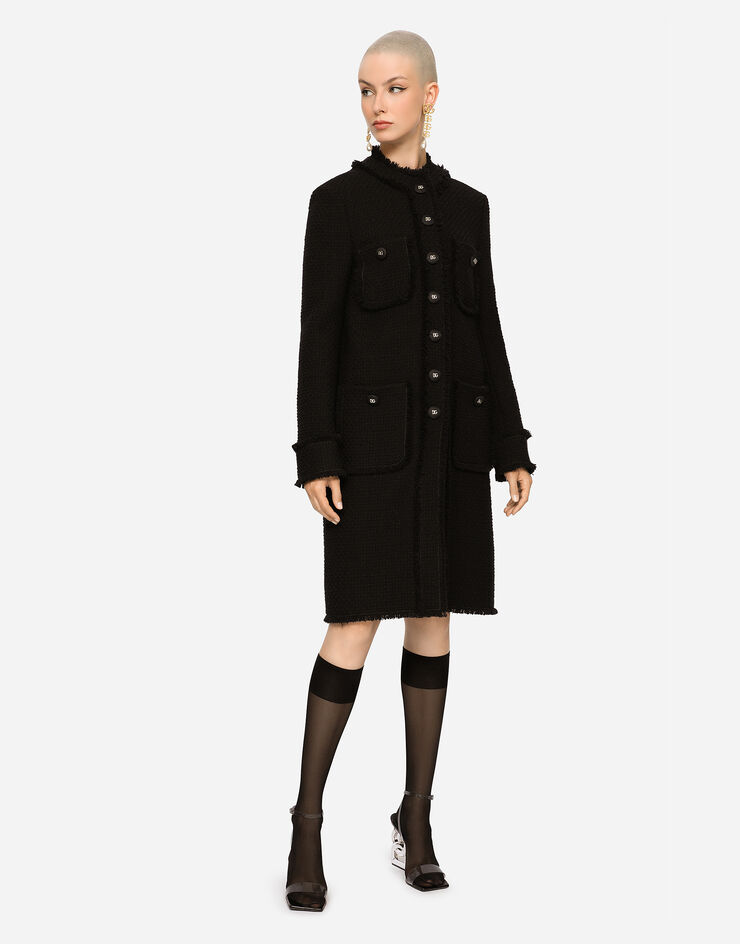 Dolce & Gabbana معطف تويد بصف أزرار واحد أسود F0C3WTFMMHM