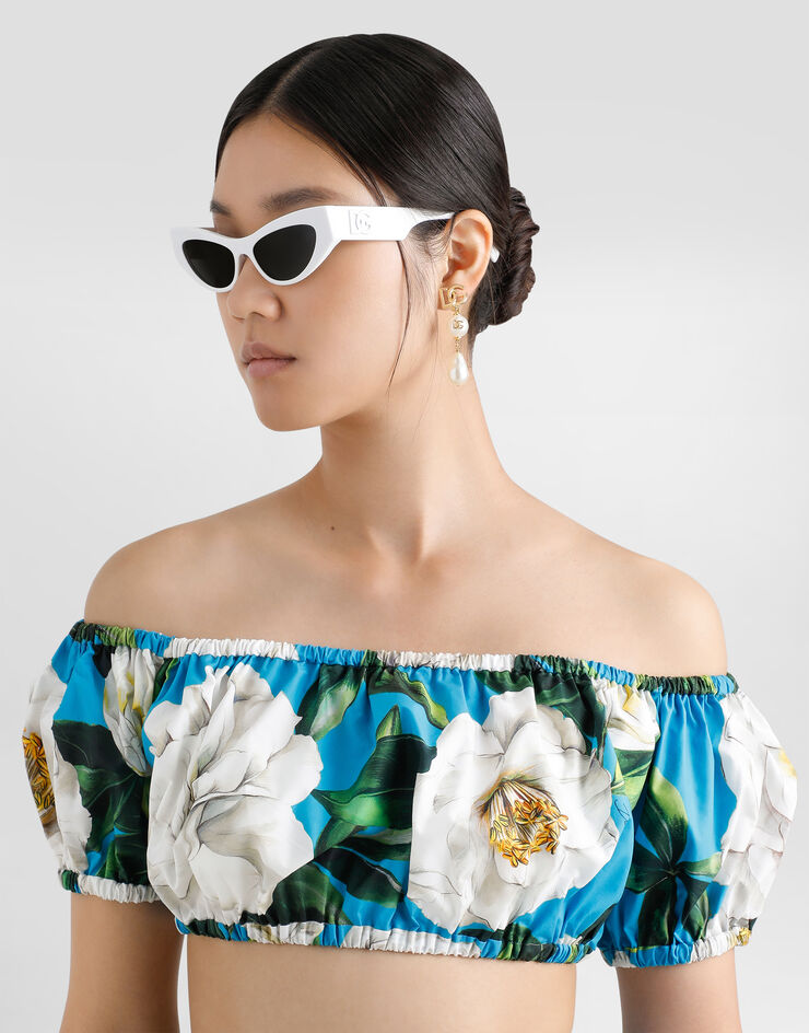 Dolce & Gabbana Drop earrings with teardrop accents, cabochons and DG logo White WER2Y2W1111