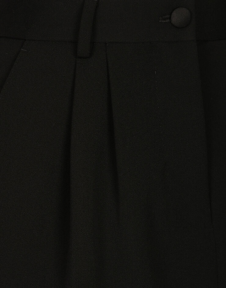 Dolce & Gabbana Short wool gabardine tuxedo skirt Black F4CYITFU21E