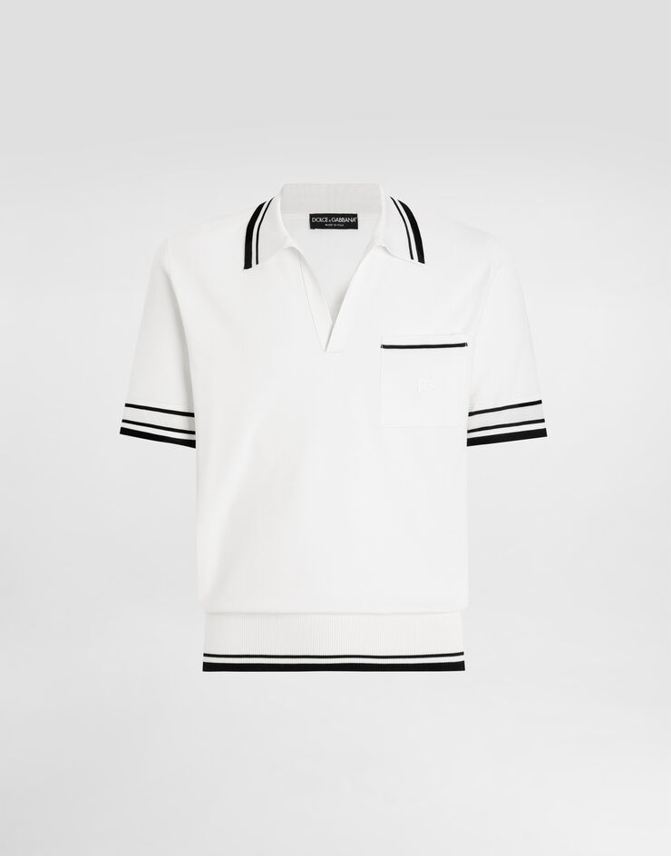 Dolce & Gabbana Polo en piqué de seda Blanco GXZ74ZJBSLU
