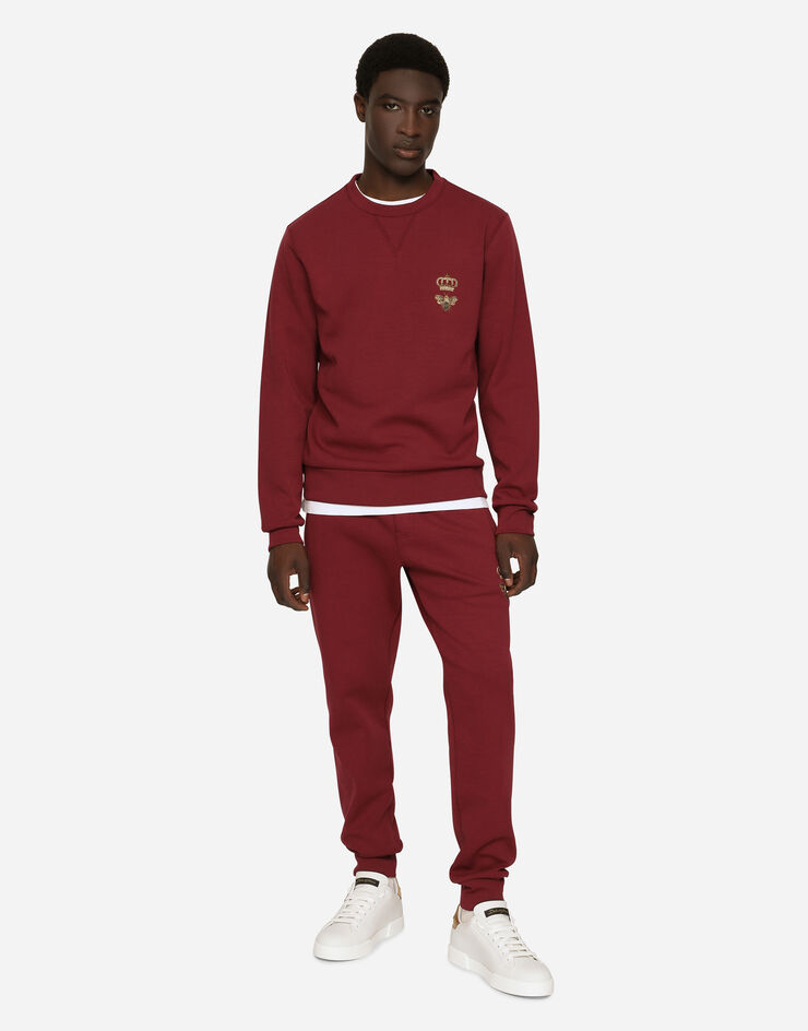 Dolce&Gabbana Cotton jersey sweatshirt with embroidery Bordeaux G9ABJZHU7H9