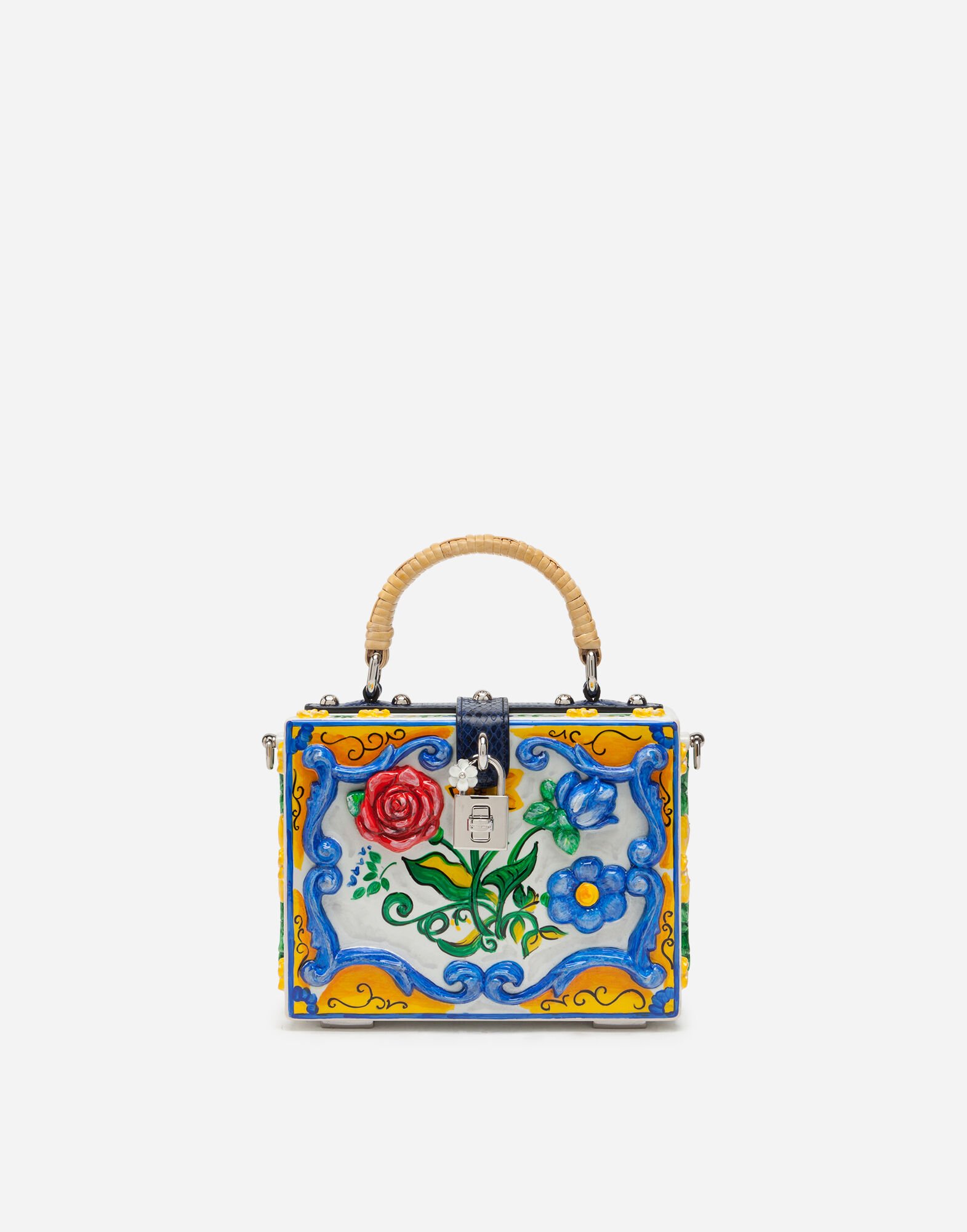 Dolce & Gabbana حقيبة DOLCE BOX من خشب بطبعة ماجوليكا أسود BB7625AU640