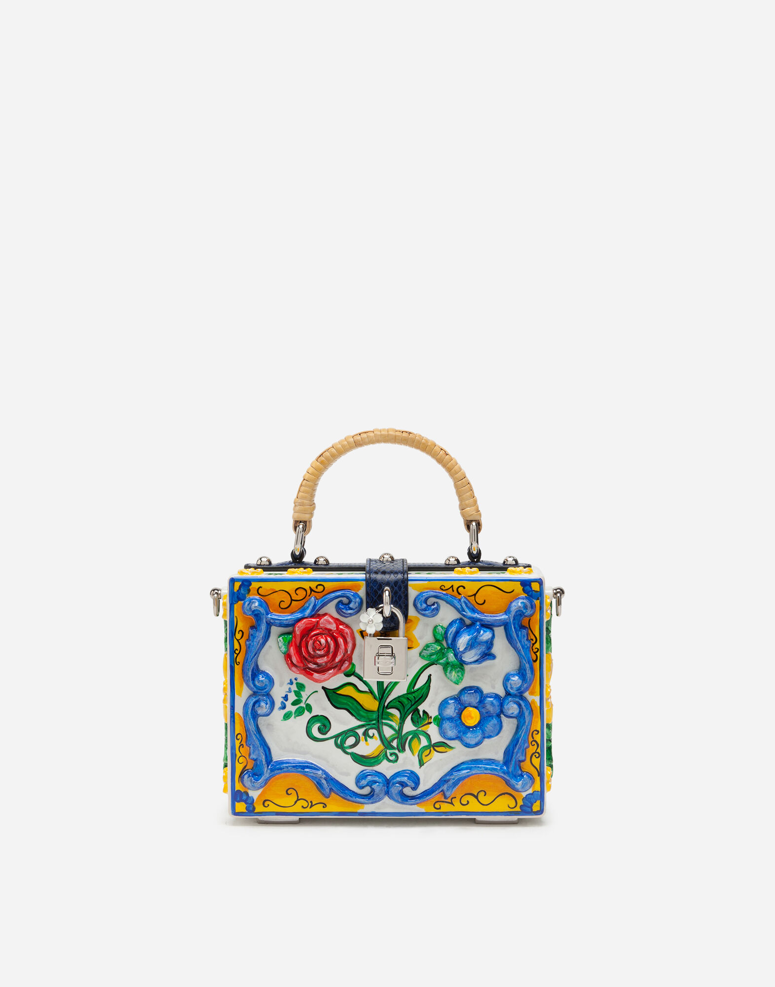 Dolce & Gabbana Dolce Box bag in hand-painted majolica wood Multicolor BB5970AY229