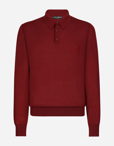 Dolce & Gabbana Pull polo en cachemire avec logo DG brodé Bordeaux GXR45ZJAWV6