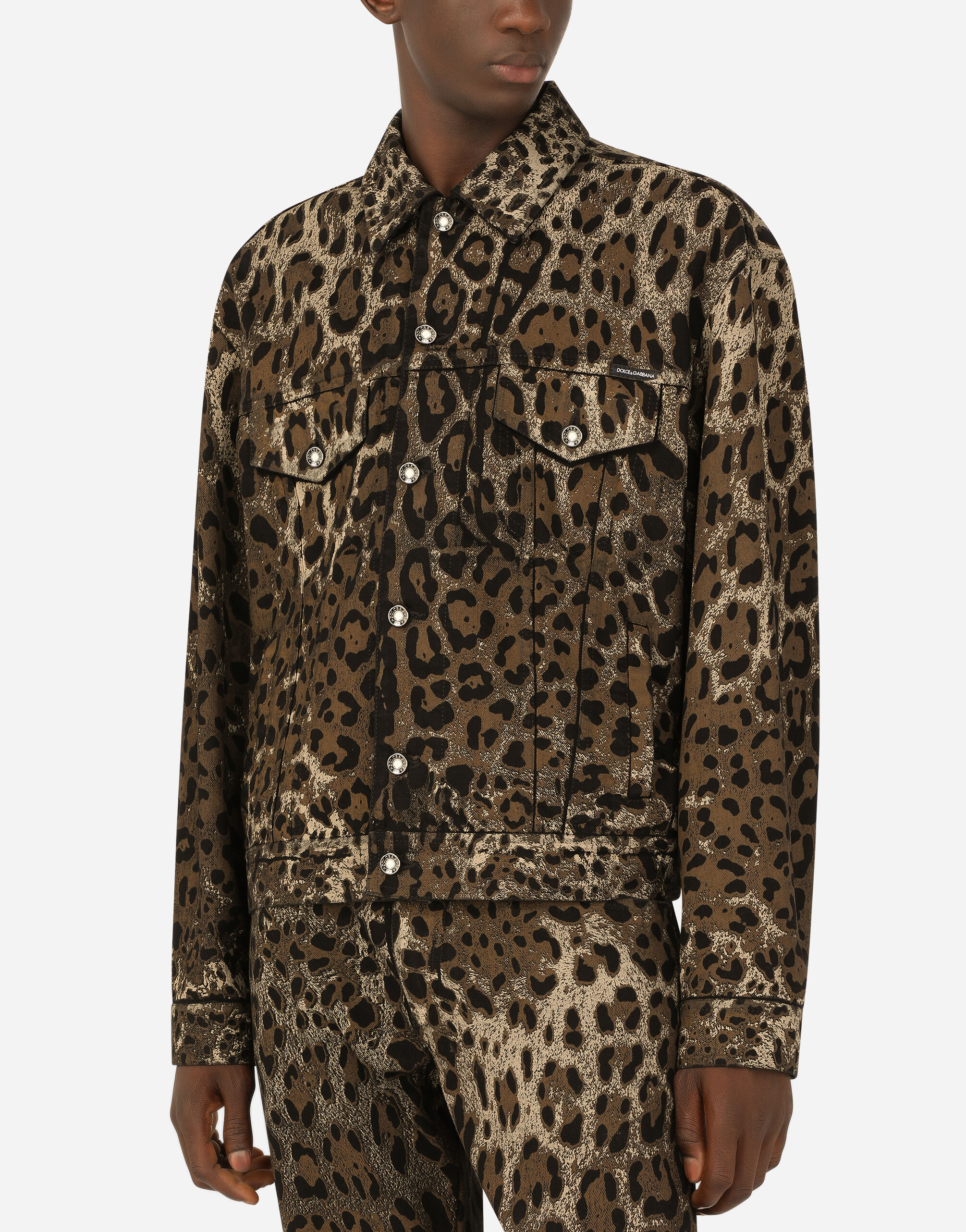 Denim leopard sales print jacket
