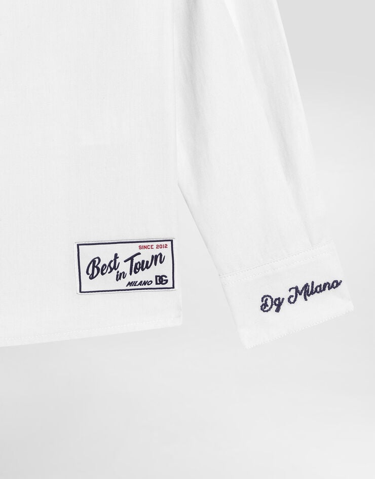 Dolce & Gabbana Cotton shirt with embroidery and patch Grey L44S46FU609