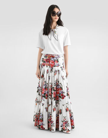 Dolce & Gabbana 티셔츠 저지 소재 스카프 디테일 DG 자수 장식 화이트 F8W33ZGDDPW