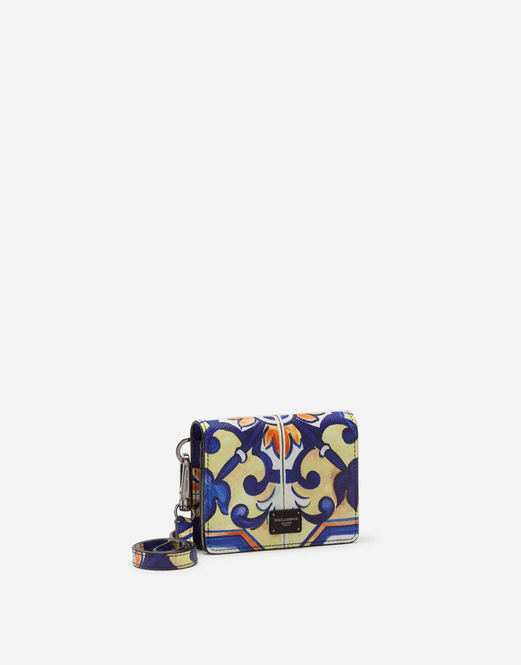 Dolce & Gabbana Small wallet with cross-body strap in dauphine calfskin with leopard print Dolce & Gabbana Small wallet with cross-body strap in dauphine calfskin with leopard print MAIOLICA PRINT BP2591AX560