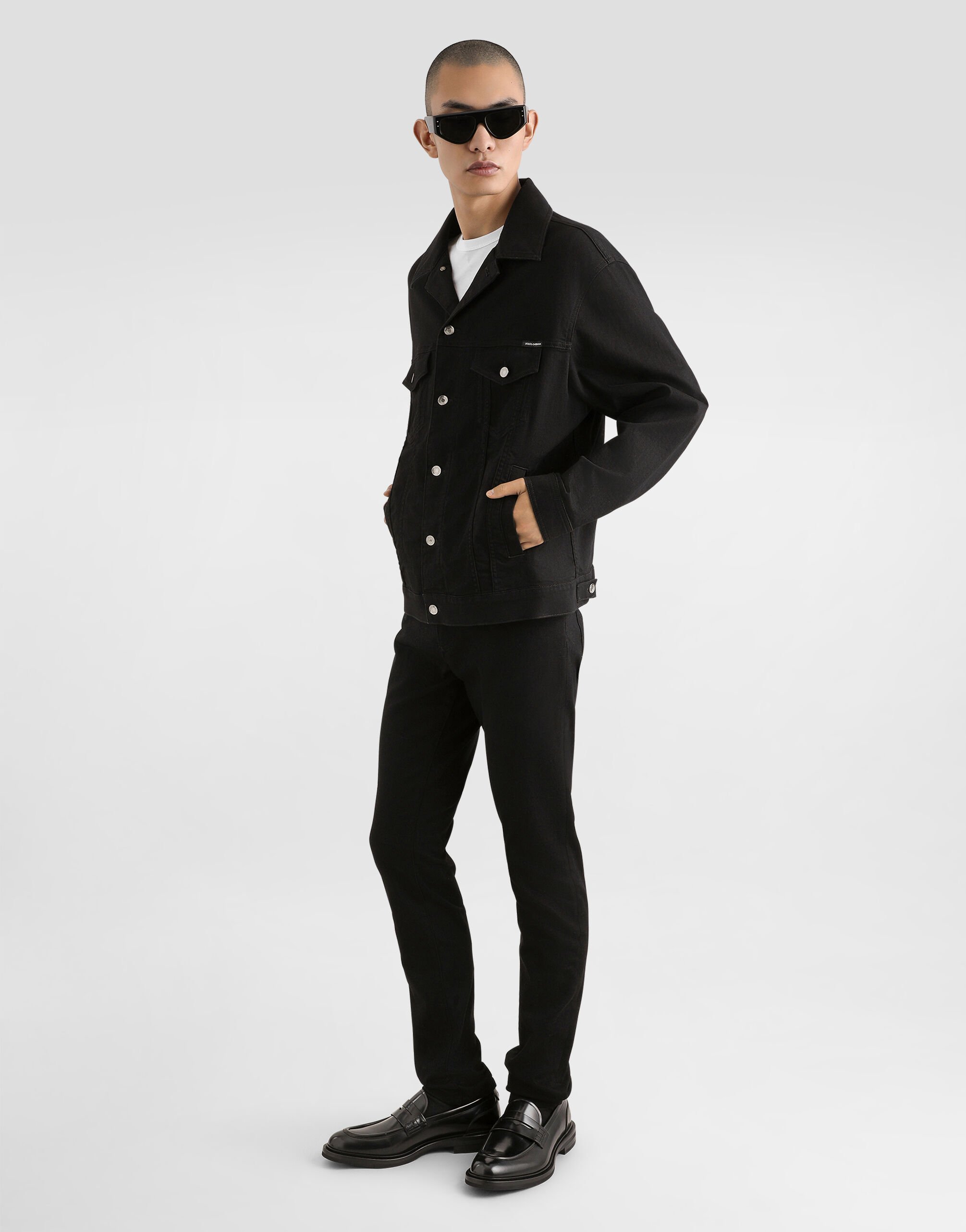 Black wash stretch denim jacket in Multicolor for Men | Dolce&Gabbana® US
