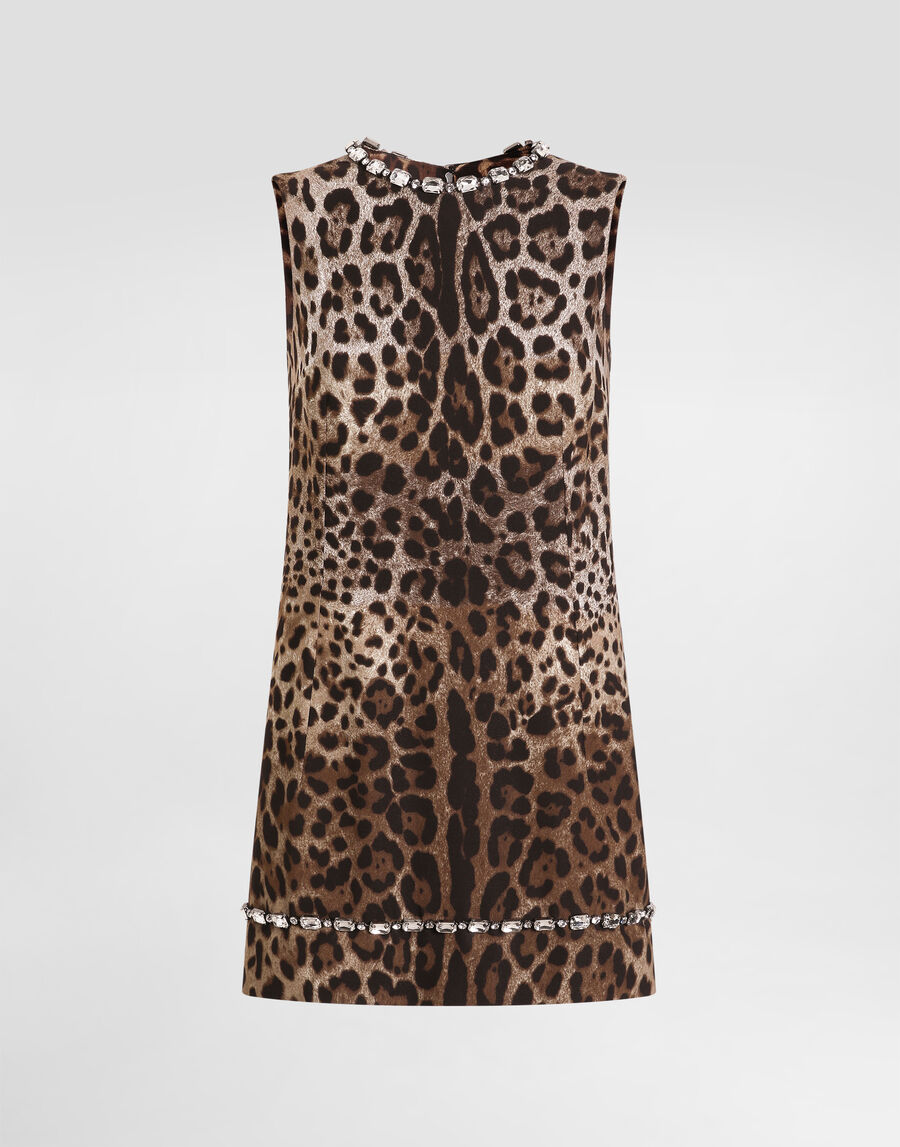 Leo-print cady dress